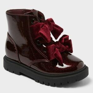 Cat & Jack Estes Boots Girls 7 Burgundy Glitter
Velvet Bow NWT